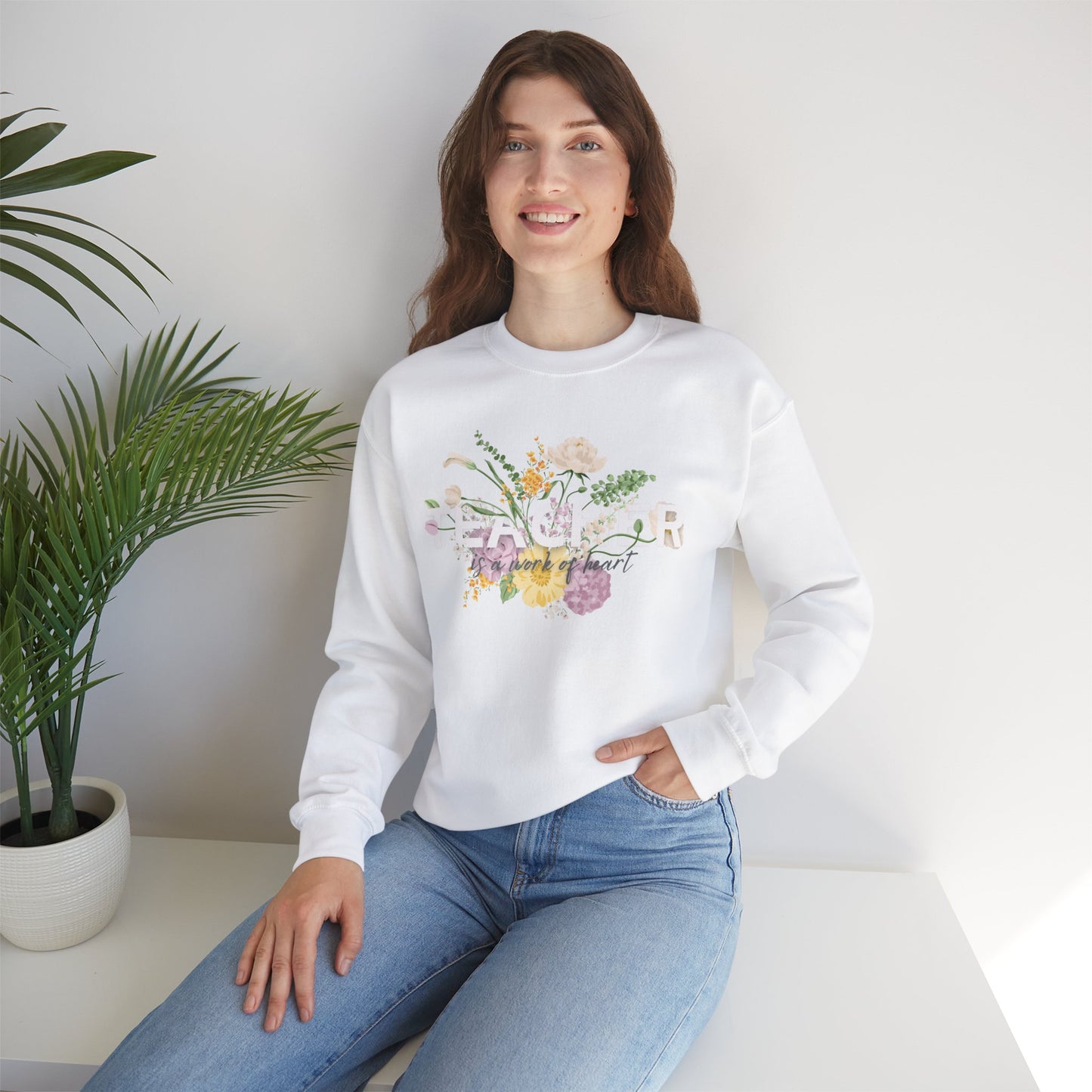 Floral Teacher Crewneck Sweatshirt