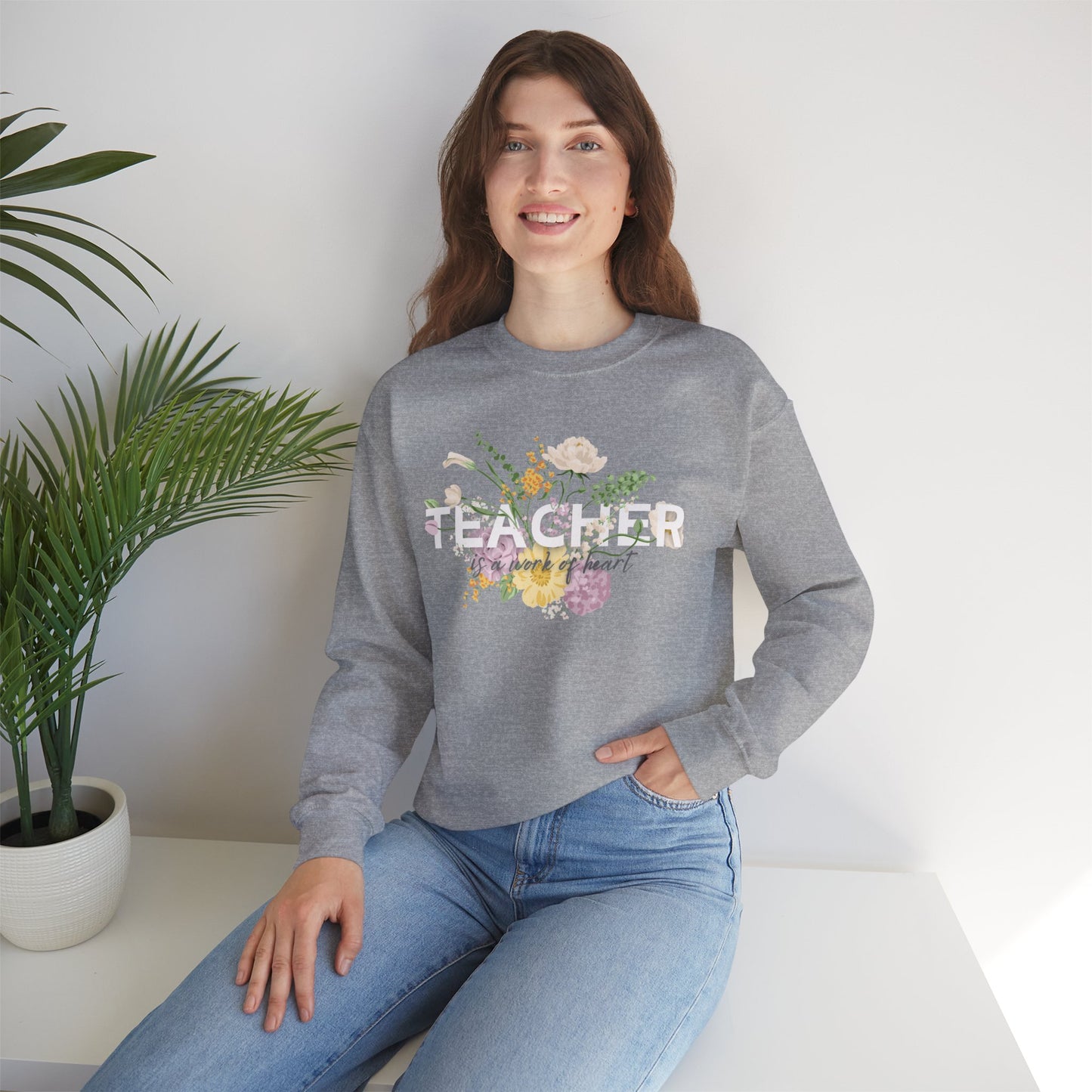 Floral Teacher Crewneck Sweatshirt