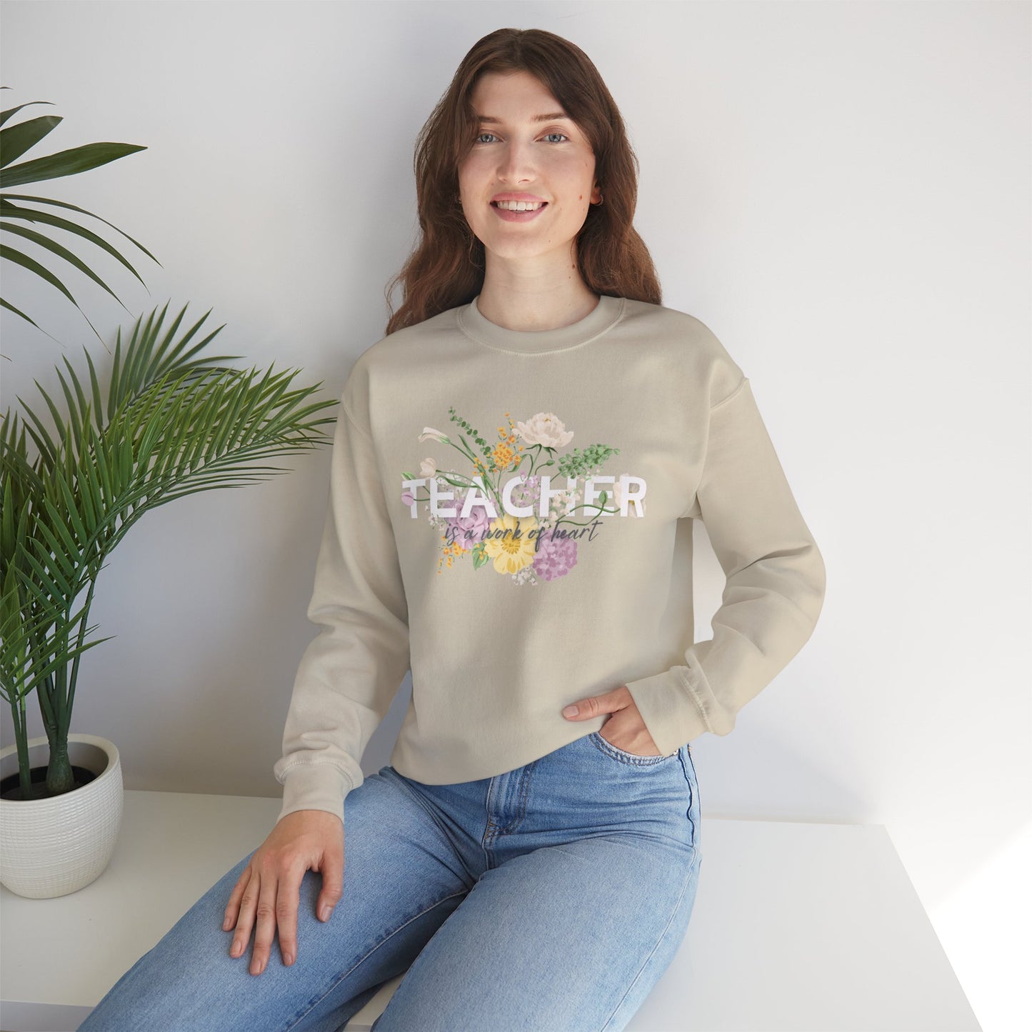 Floral Teacher Crewneck Sweatshirt