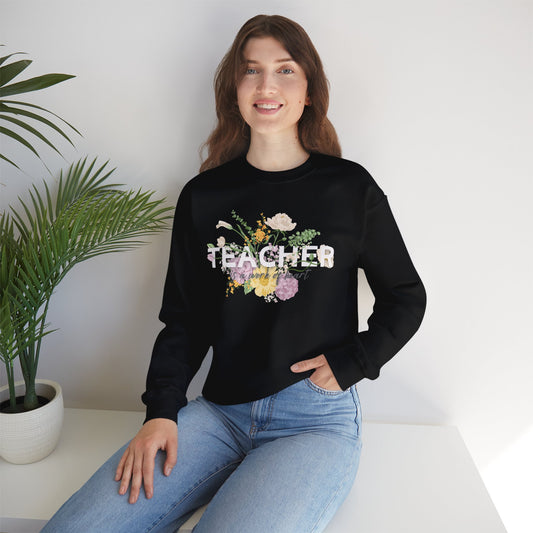 Floral Teacher Crewneck Sweatshirt