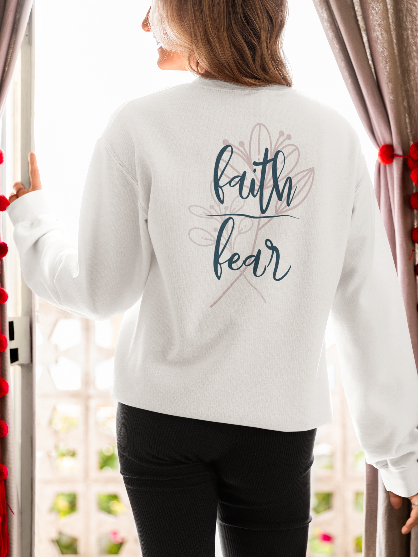 Faith/Fear Back Printed Crewneck Sweatshirt