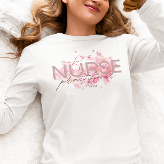 Cherry Blossom Nurse Practitioner Long Sleeve Tee