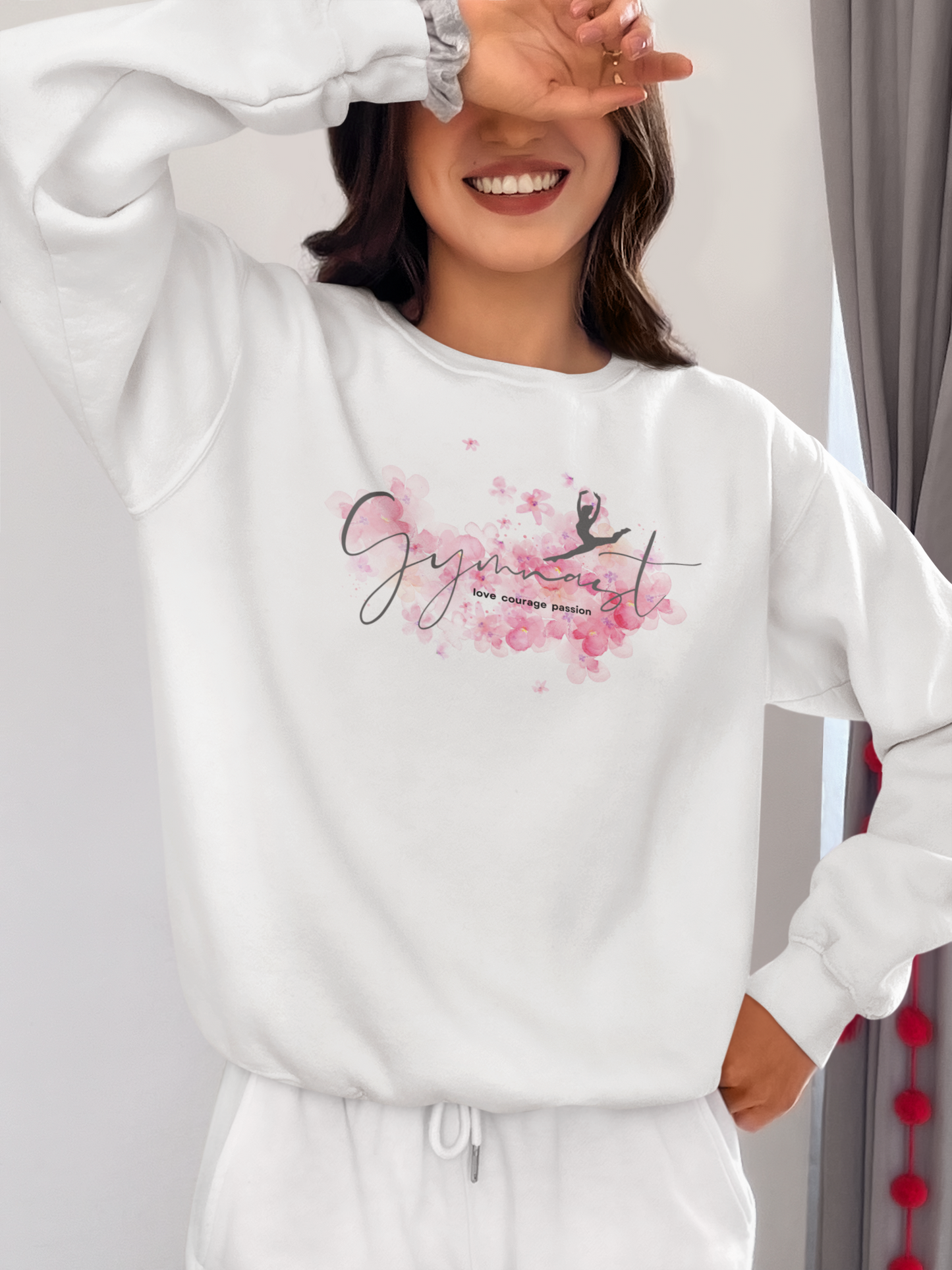 Gymnast Cherry Blossom Adult Crewneck Sweatshirt