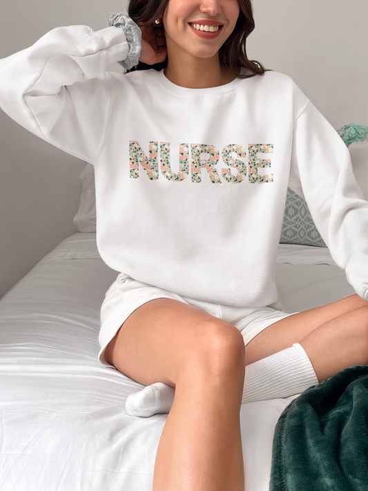 NURSE Flower Crewneck Sweatshirt