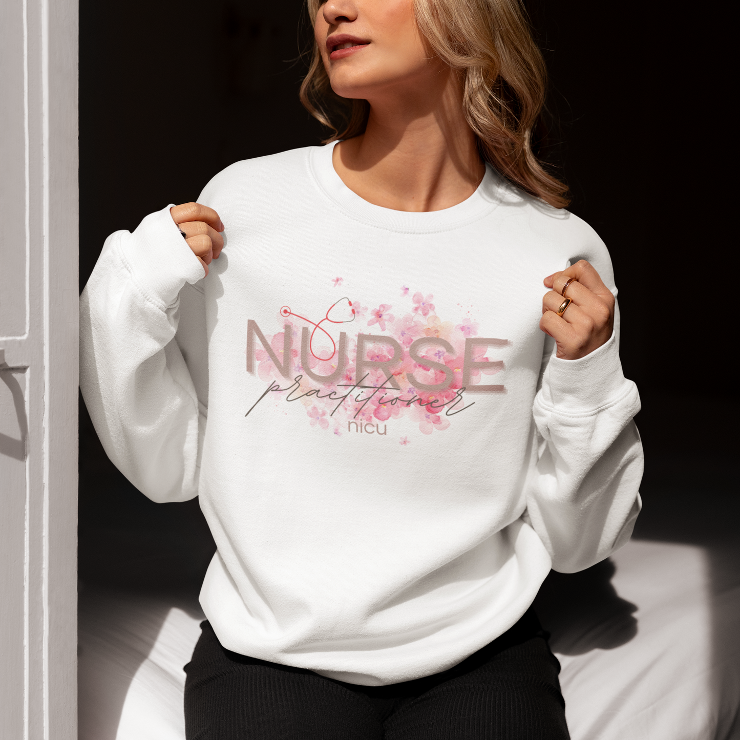 Cherry Blossom Nurse Practitioner Crewneck Sweatshirt